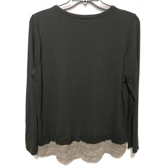J Jill Wearever Size Large Black Grey Button Front Knit Tunic Top Layer - Picture 6 of 10